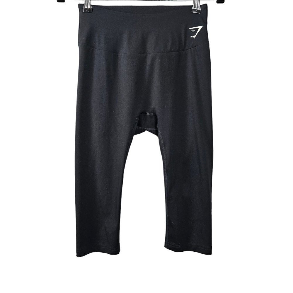 🔥049 Gymshark Cropped Training Black Leggings